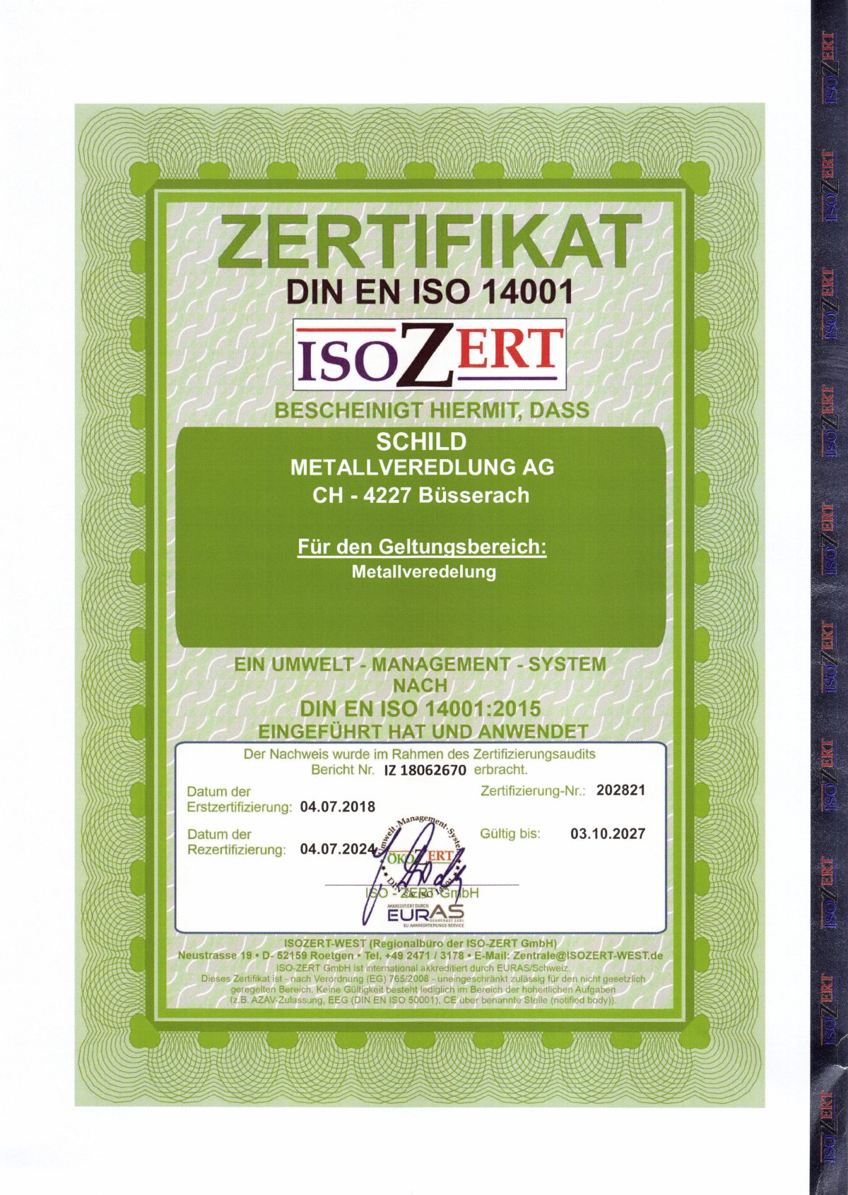 SCHILD METALLVEREDLUNG AG